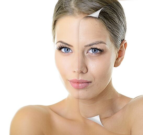 Facial skin rejuvenation process at home. 